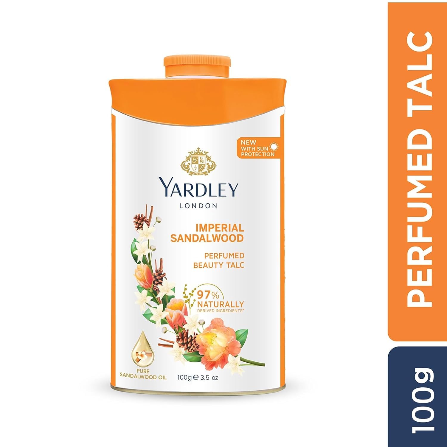 Poudre talc Yardley santal, enveloppe olfactive chaleureuse pour la journée.