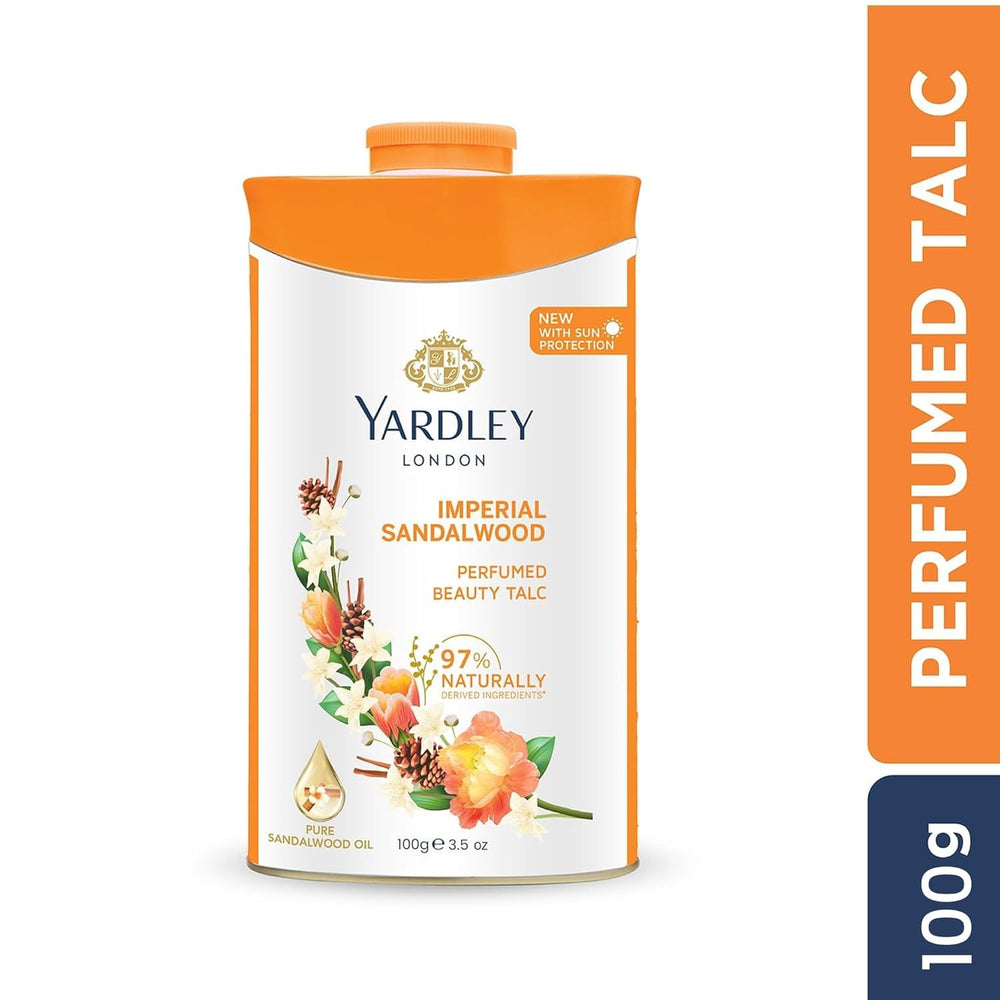 Poudre talc Yardley santal, enveloppe olfactive chaleureuse pour la journée.