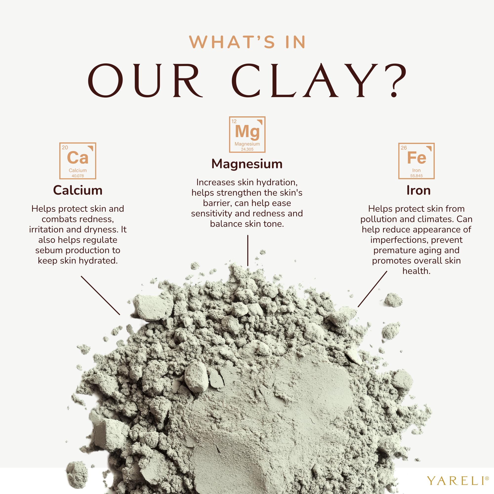 YARELI masque à l’argile bentonite, application douce favorisant une peau nette.