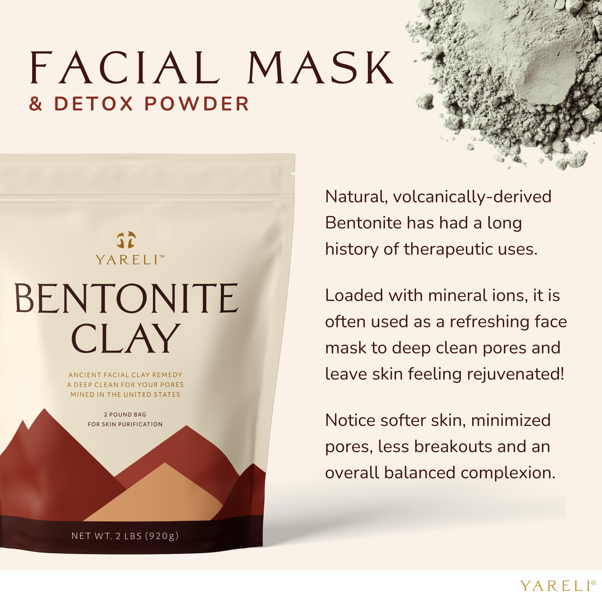 YARELI argile bentonite utilisée dans le bain, expérience apaisante et purifiante.
