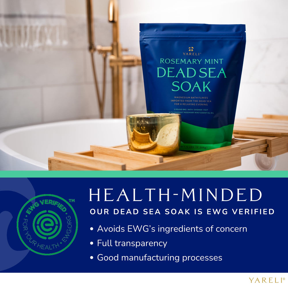 Bain pieds magnésium YARELI menthe et romarin, rafraîchissant et relaxant.