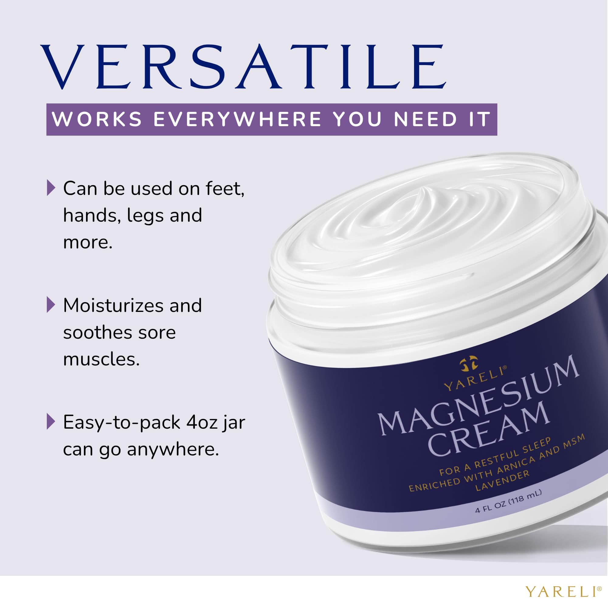 Crème YARELI absorption-rapide, pénètre rapidement sans résidu gras.