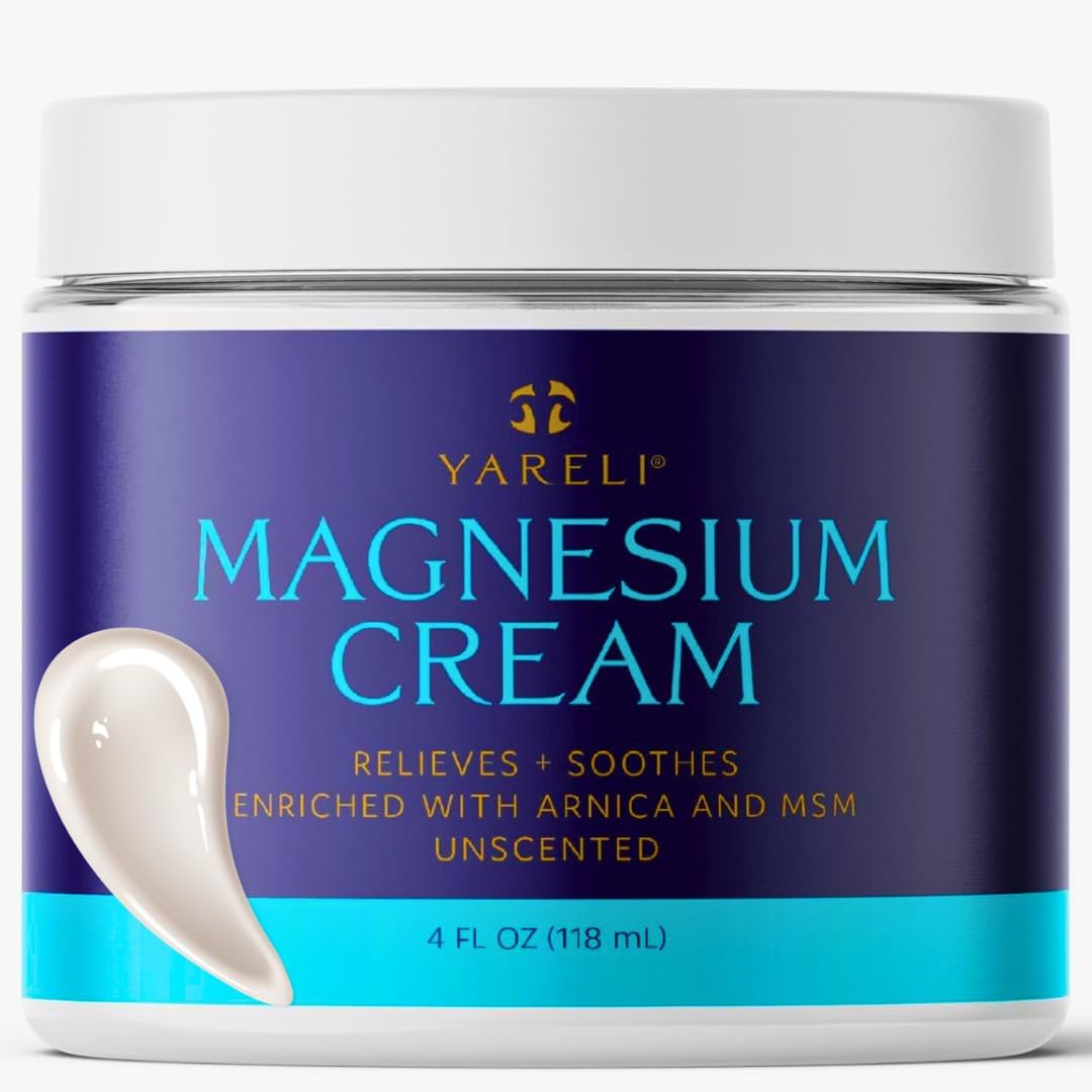 YARELI crème magnesium-arnica; pot visible, soulage rapidement les tensions musculaires.