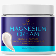 YARELI crème magnesium-arnica; pot visible, soulage rapidement les tensions musculaires.