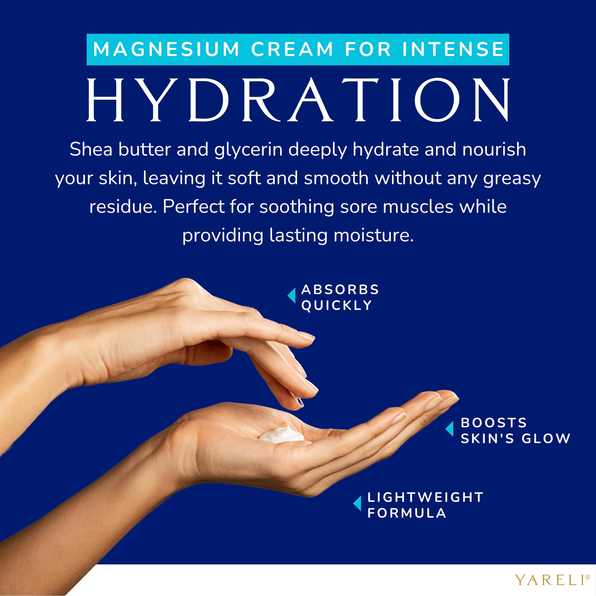 YARELI crème magnesium-sans-parfum; formule douce adaptée à toute la famille.