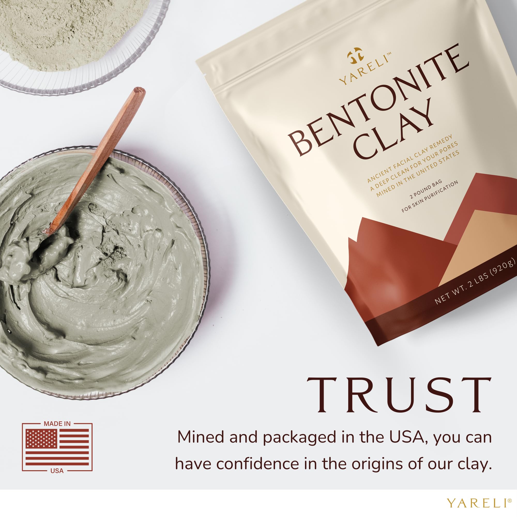 YARELI poudre d’argile bentonite prête à préparer des masques faits maison.