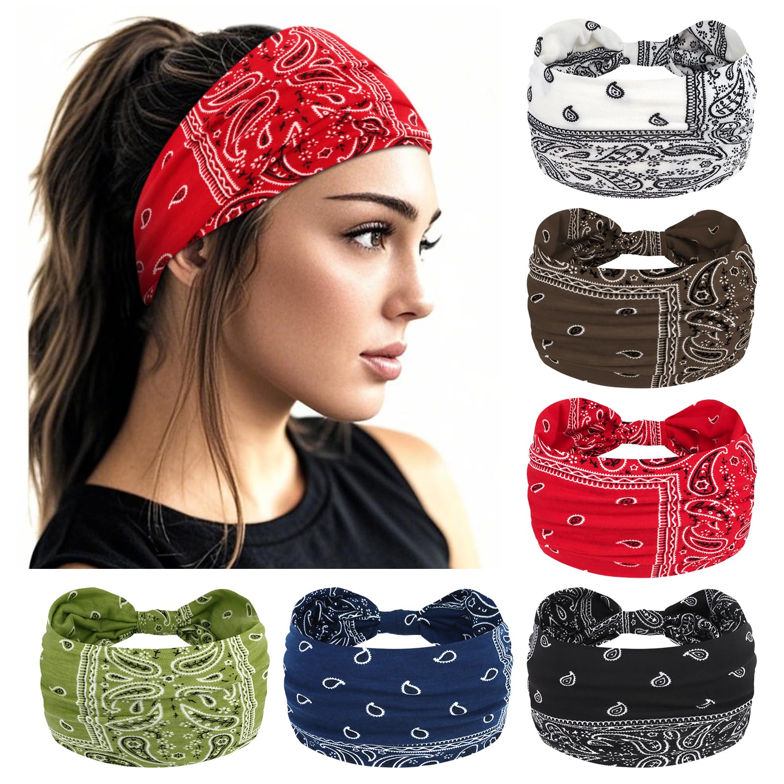 Bandeau YARIEW large avec nœud boho et maintien sûr.