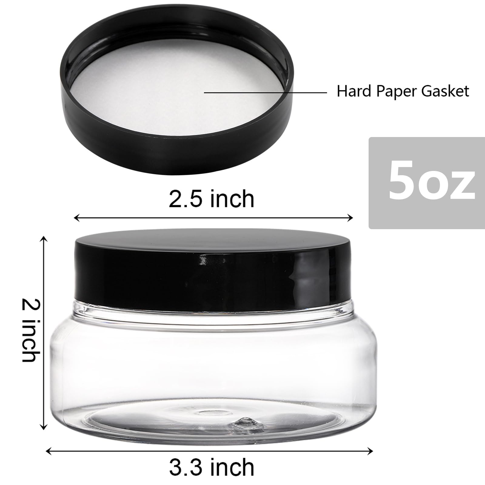 Pot Yarlung 5oz transparent avec corps clair pour exposition du contenu.