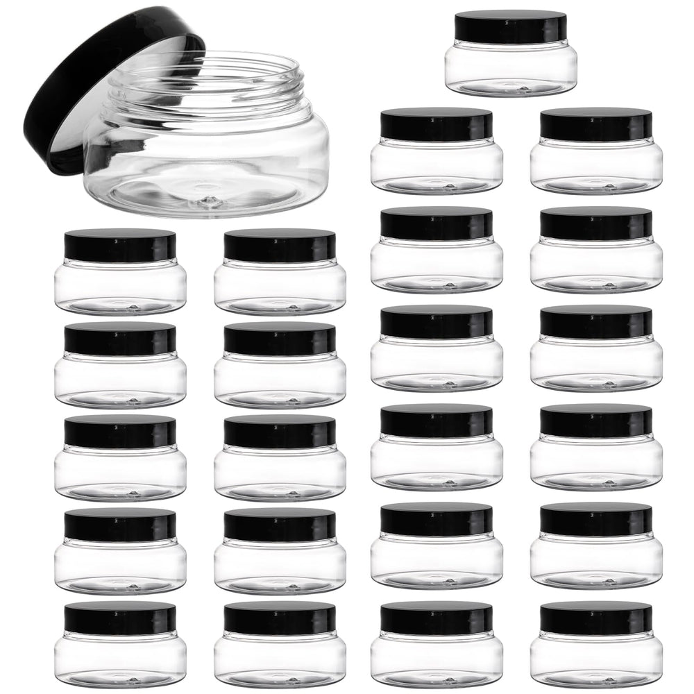 Pot Yarlung 5oz transparent avec ouverture large, idéal pour gommages et crèmes.