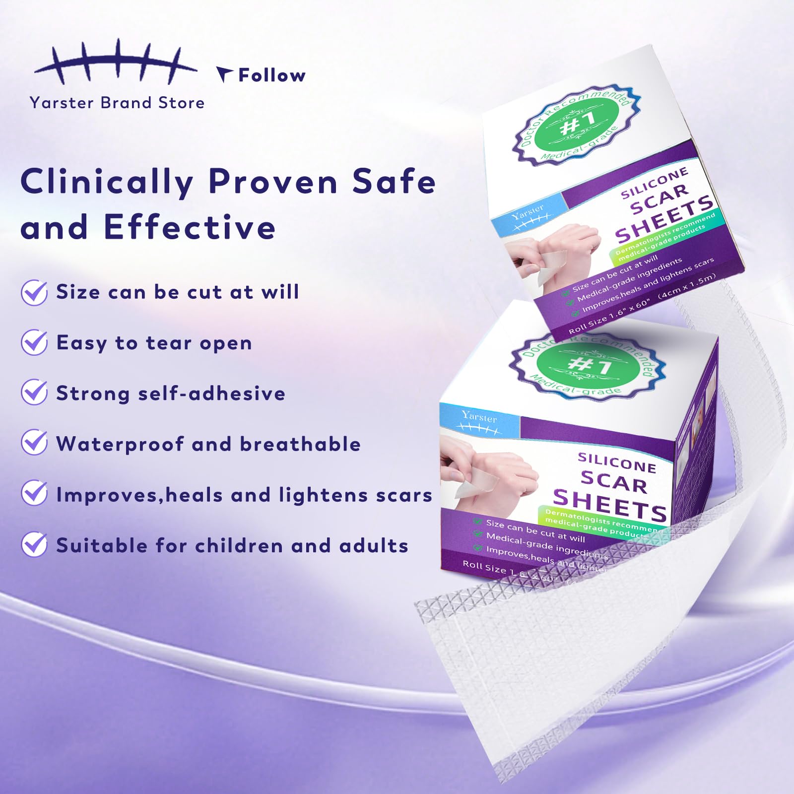 Yarster – bande silicone cicatrice vieille: amélioration potentielle de la texture et de la coloration