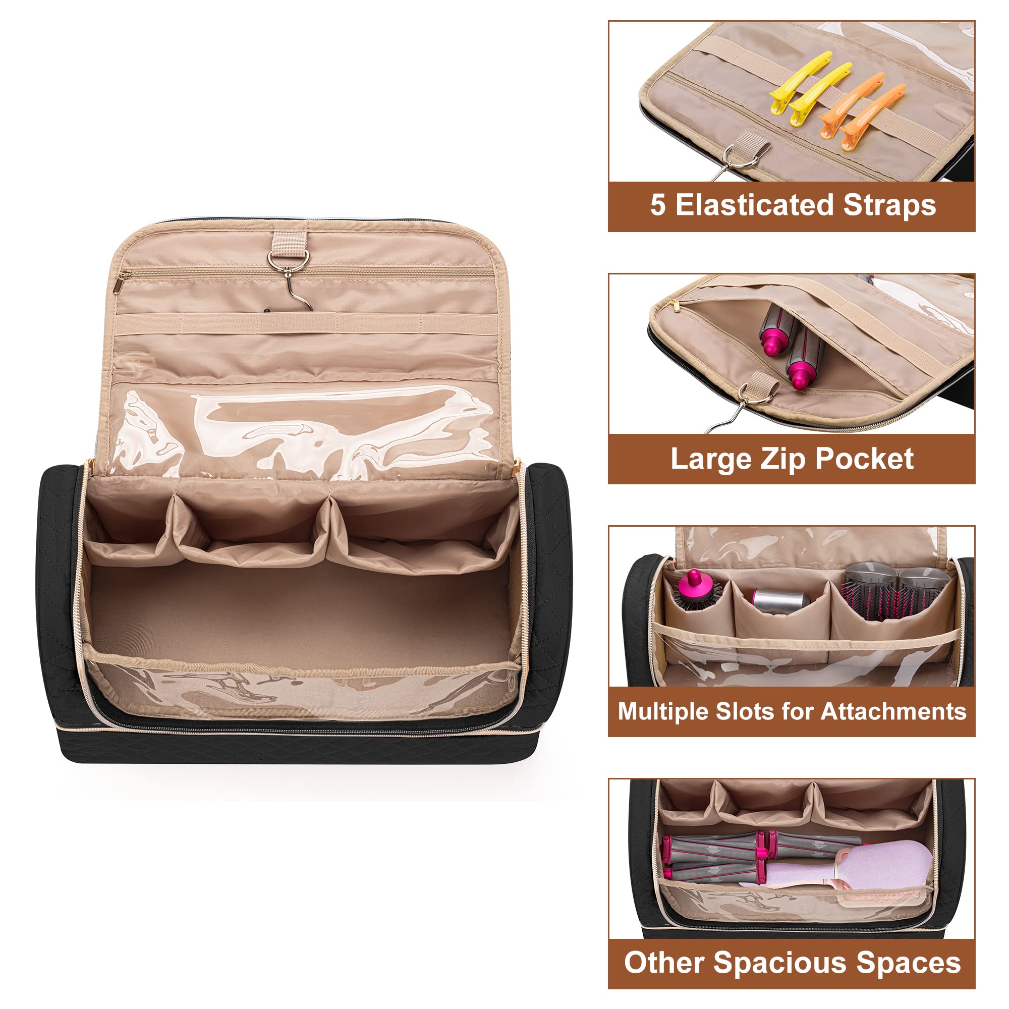 Sac Yarwo à double couche pour accessoires de coiffure, organisation claire.