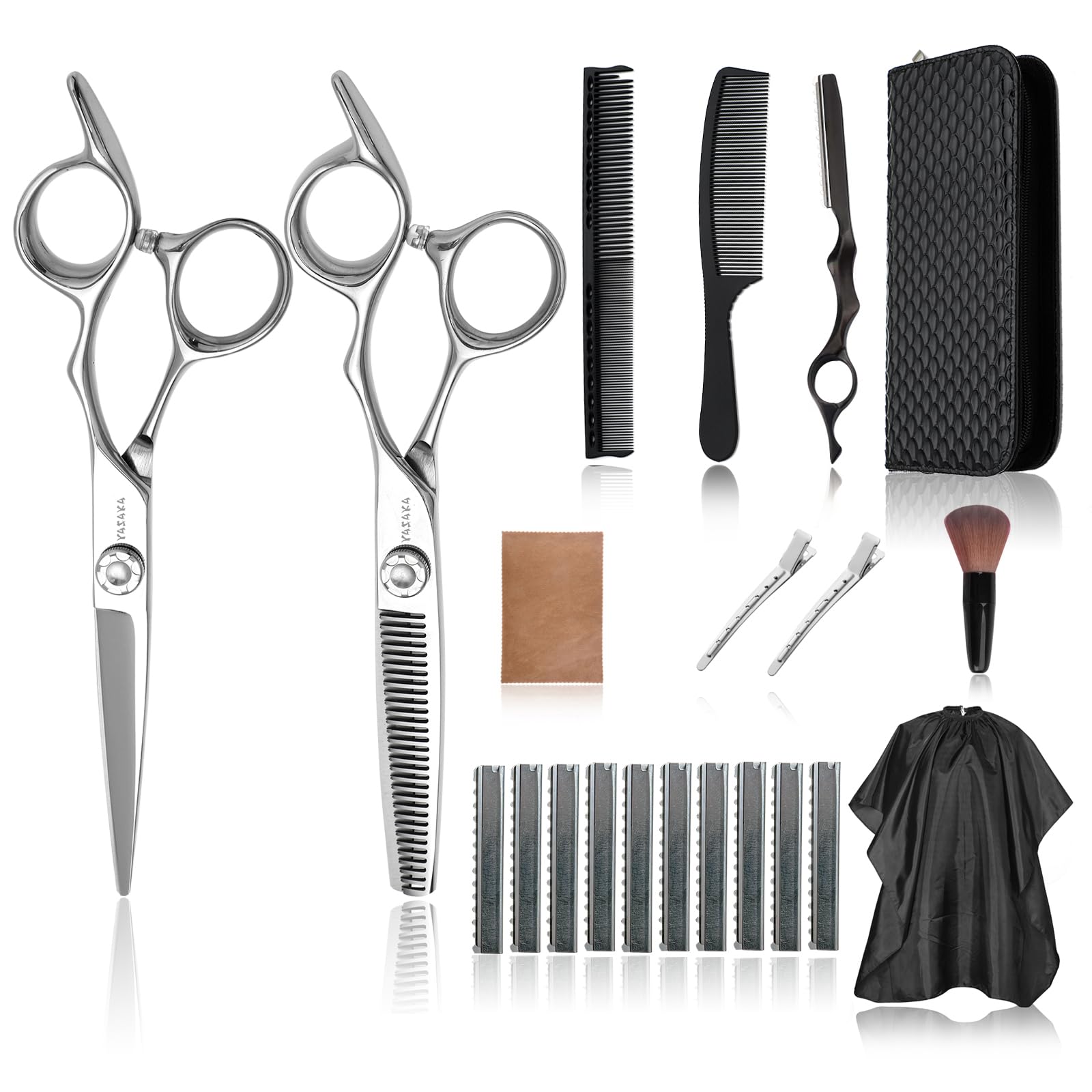 Ciseaux professionnels YASAKA à lames cobalt pour une coupe précise et durable.