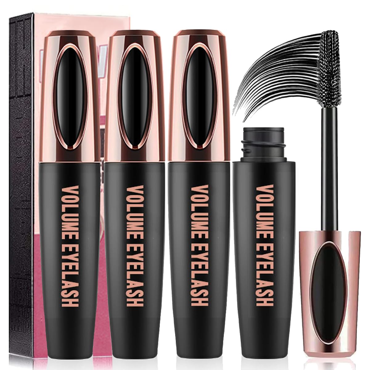 Mascara Yasovigi 4D Soie, pack trio, offre volume durable et regard intense.
