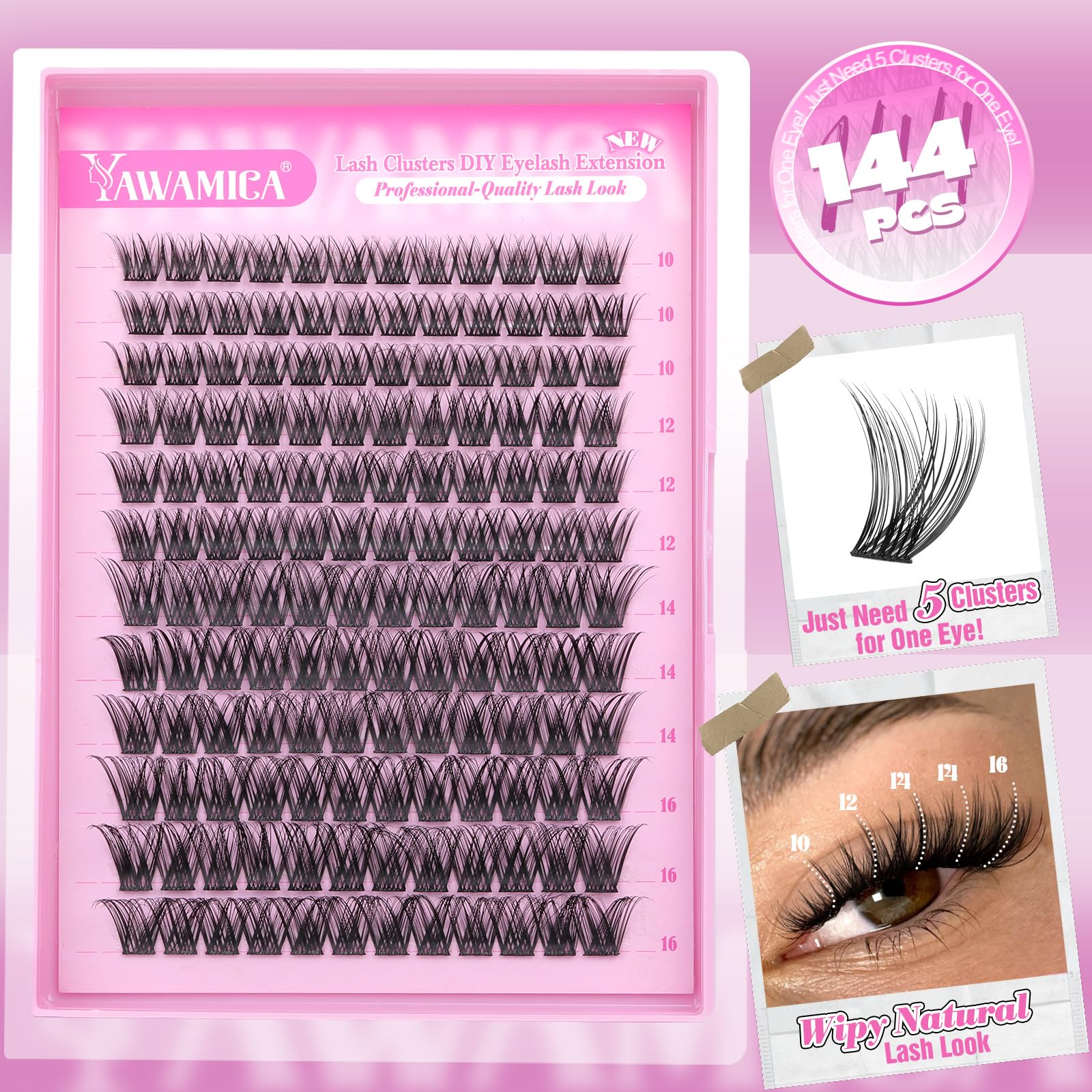 Yawamica amas-cils-c-curly-14mm pour un éclat plus prononcé sans lourdeur.