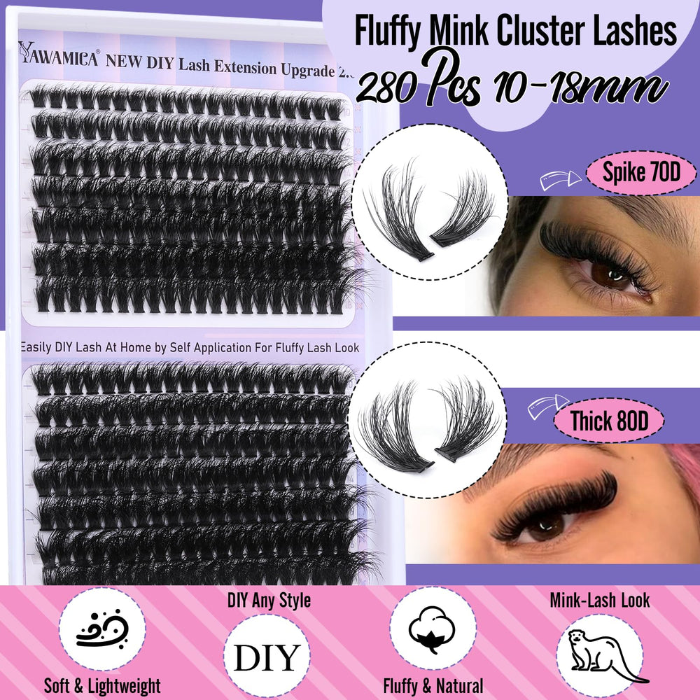 Yawamica cils clusters D curl 10–18 mm, regard élégant et naturel du jour.