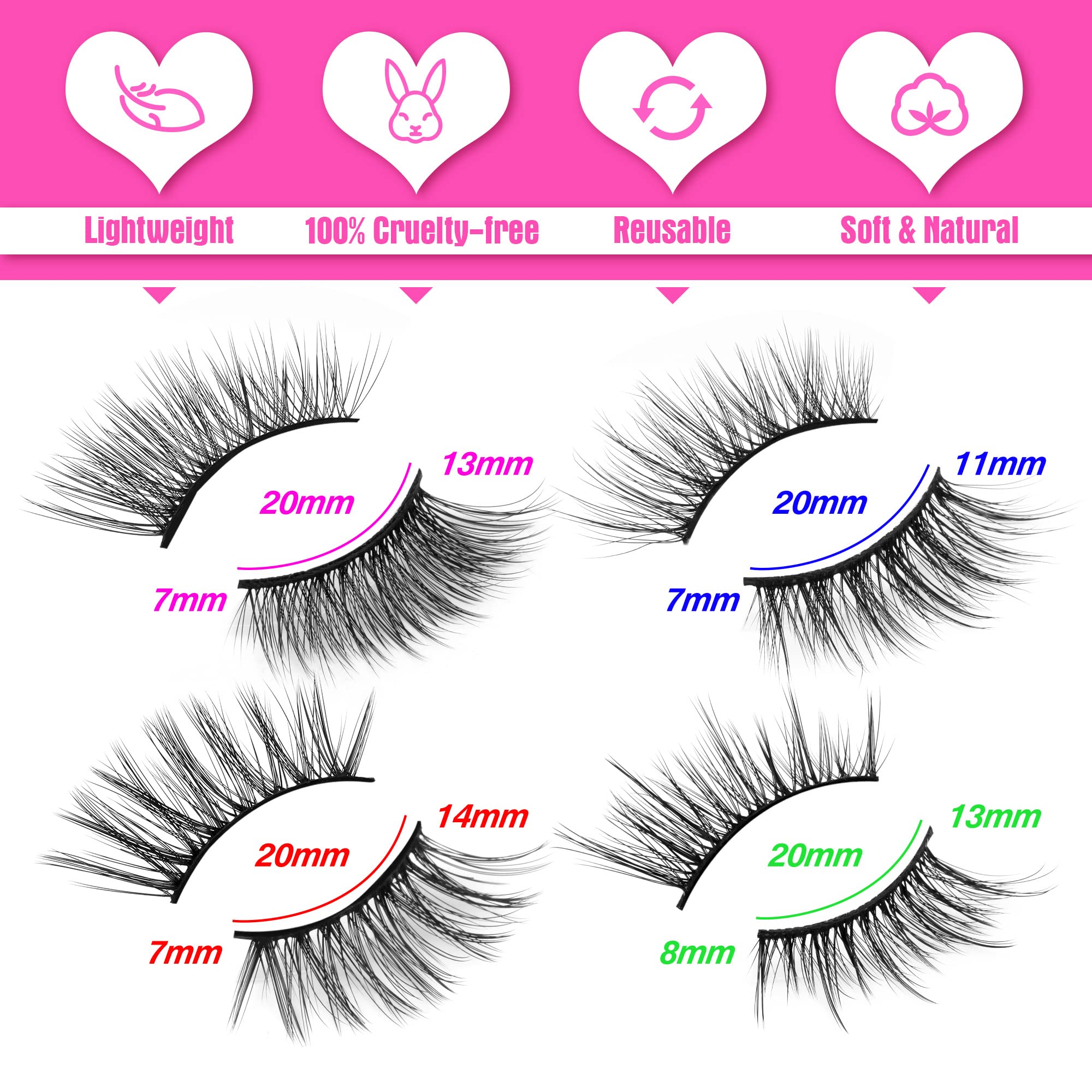 Yawamica cils demi-fouets, regard œil de chat pour accentuer la forme des yeux.