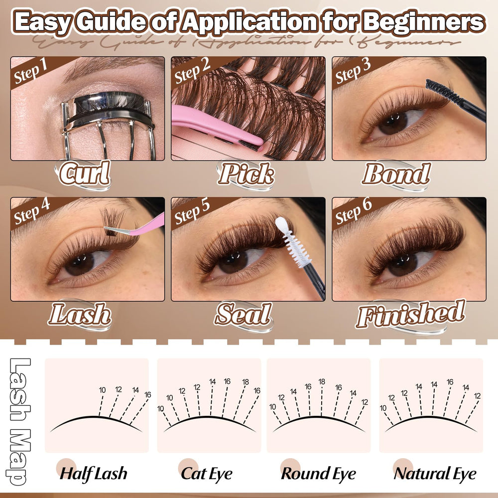 Yawamica cils-grappe look quotidien subtil brun.