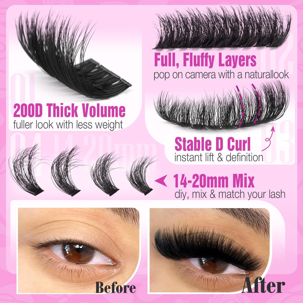 Yawamica cils individuels dcurl 14-20mm pour regard défini et volumineux