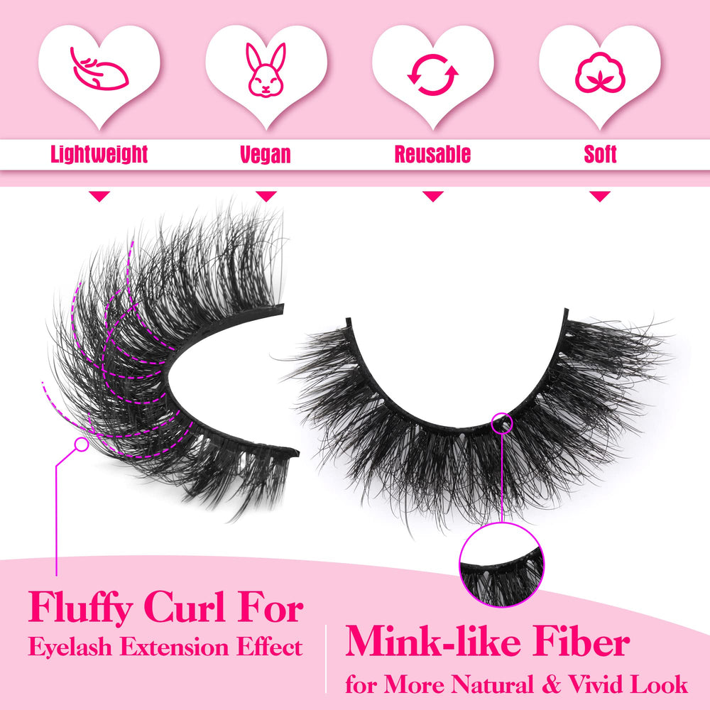 Yawamica cils mink 15 mm effet regard-chat pour allonger vos yeux