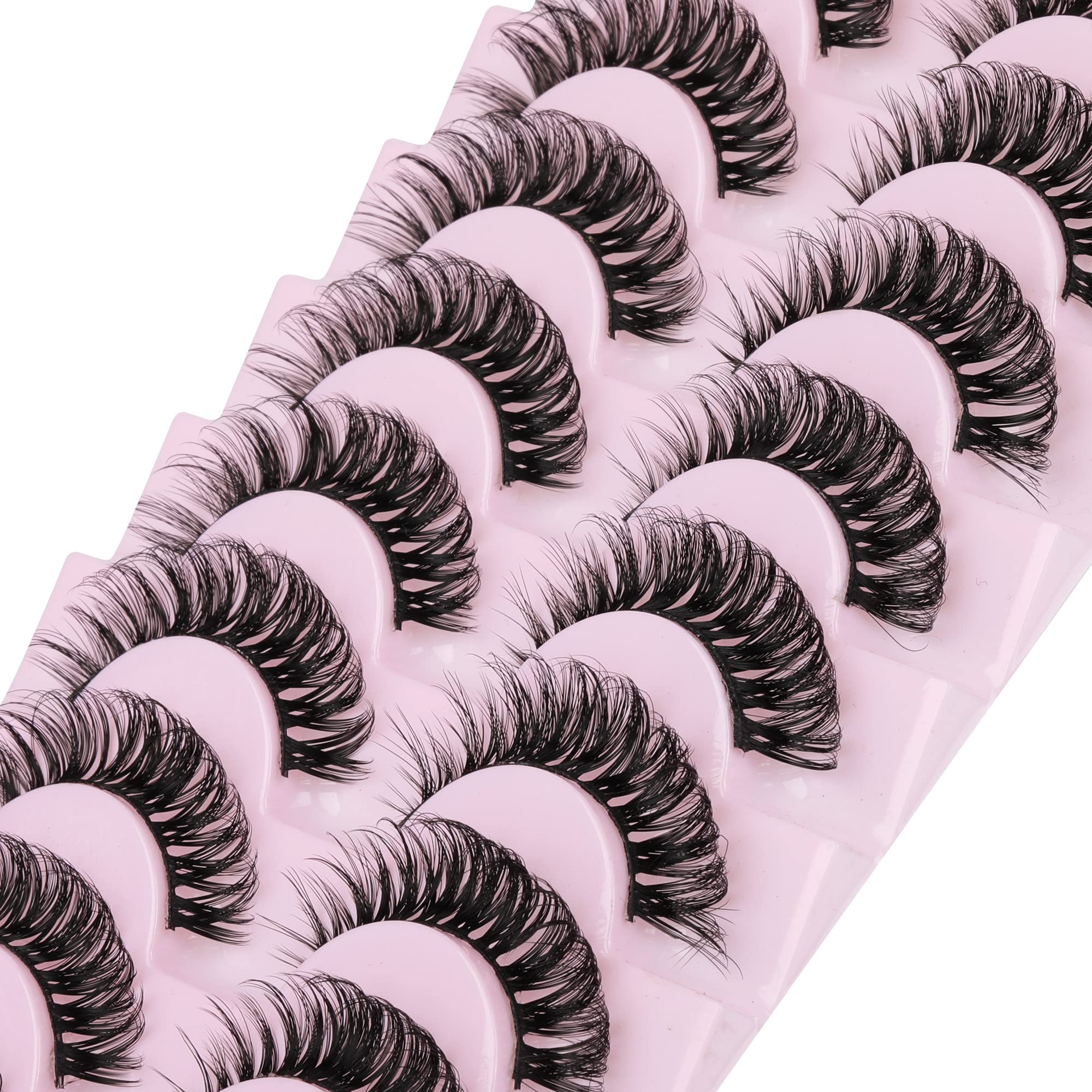 Yawamica cils russes D curl, boîte de 10 paires, look glamour durable.