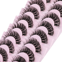 Yawamica cils russes D curl, boîte de 10 paires, look glamour durable.