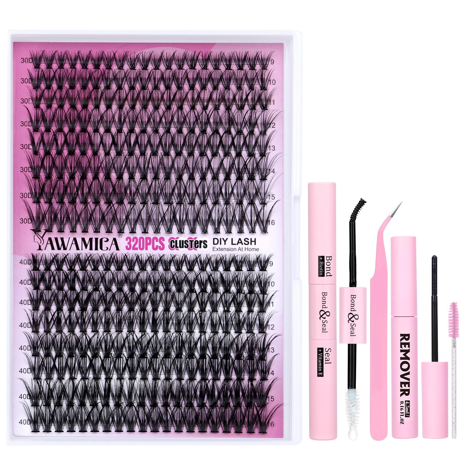 Yawamica kit extensions cils 320 pièces pour usage à domicile.