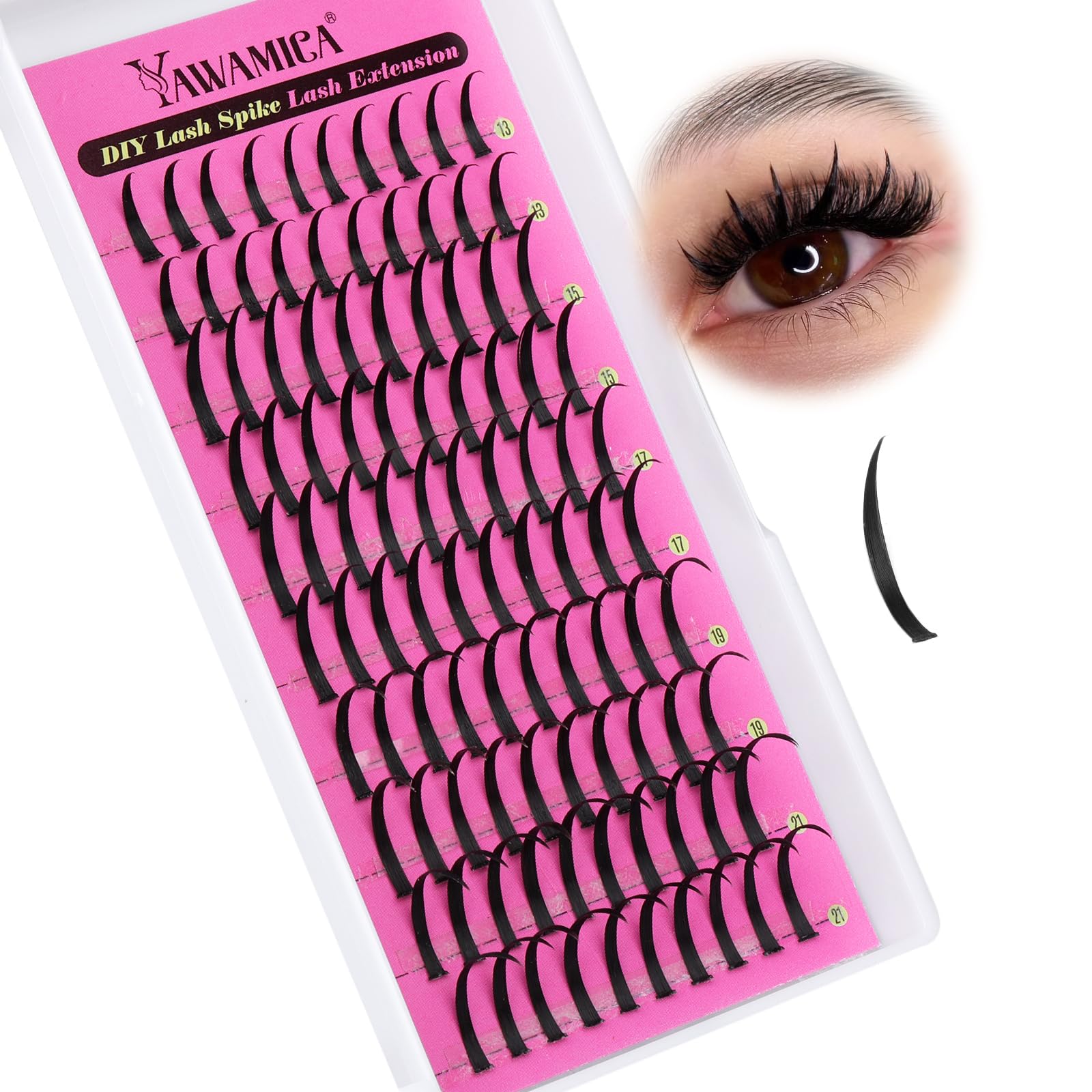 Yawamica extension spiky lash courbe D, effet manga élégant.