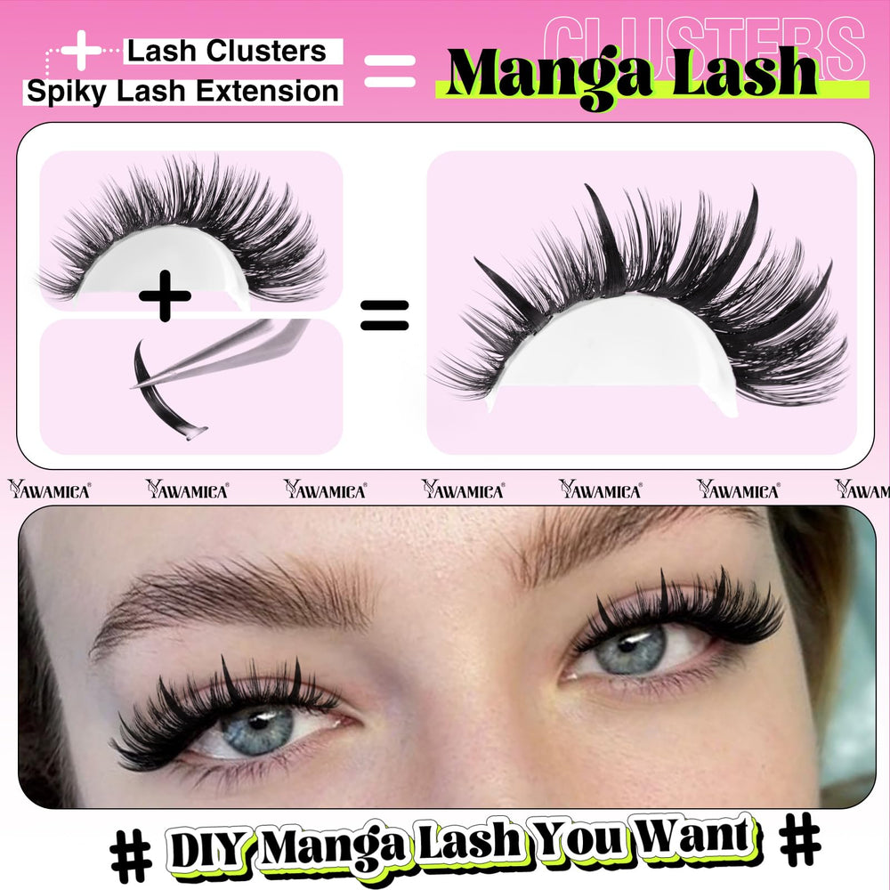 Yawamica extension spiky lash longues 13–21 mm, personnalisation flexible.