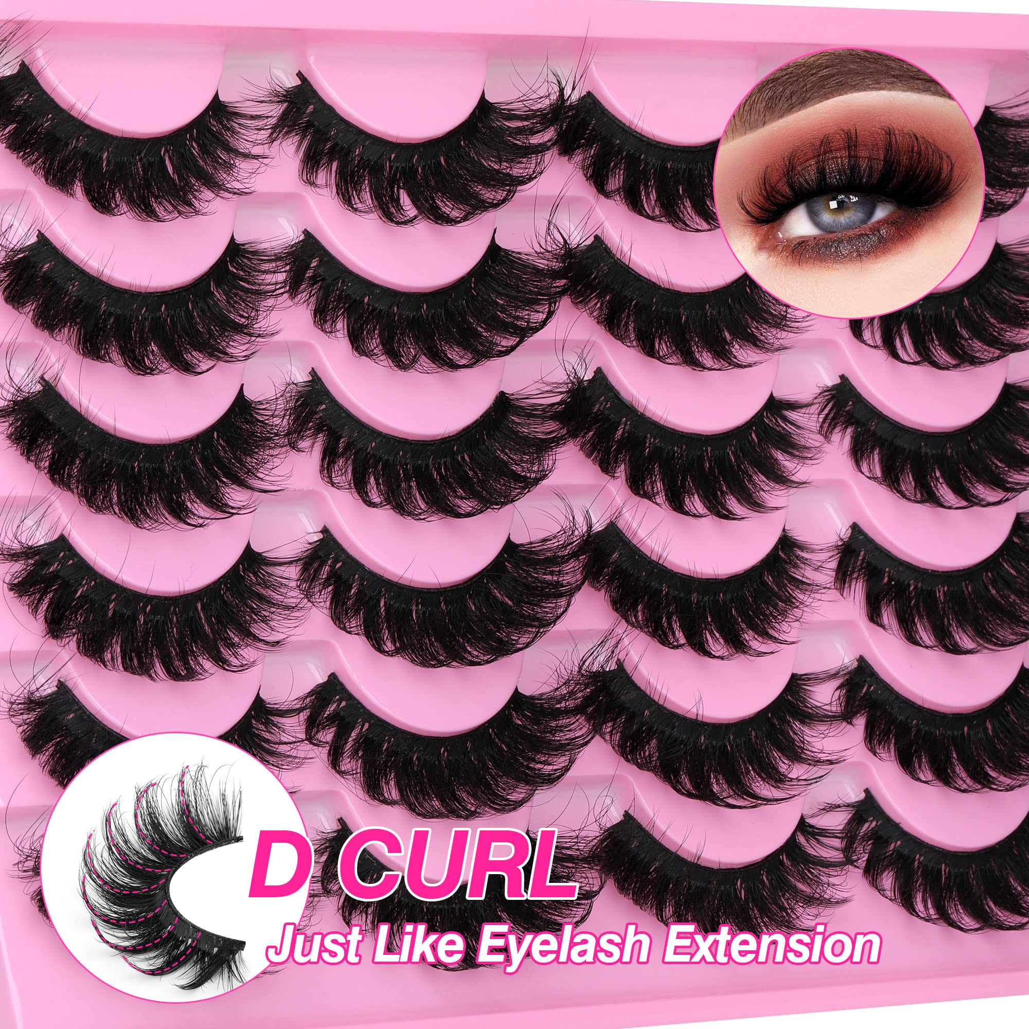 Yawamica gros-plan cils russe mink 18mm D-curl précision feutrée pour un regard captivant.