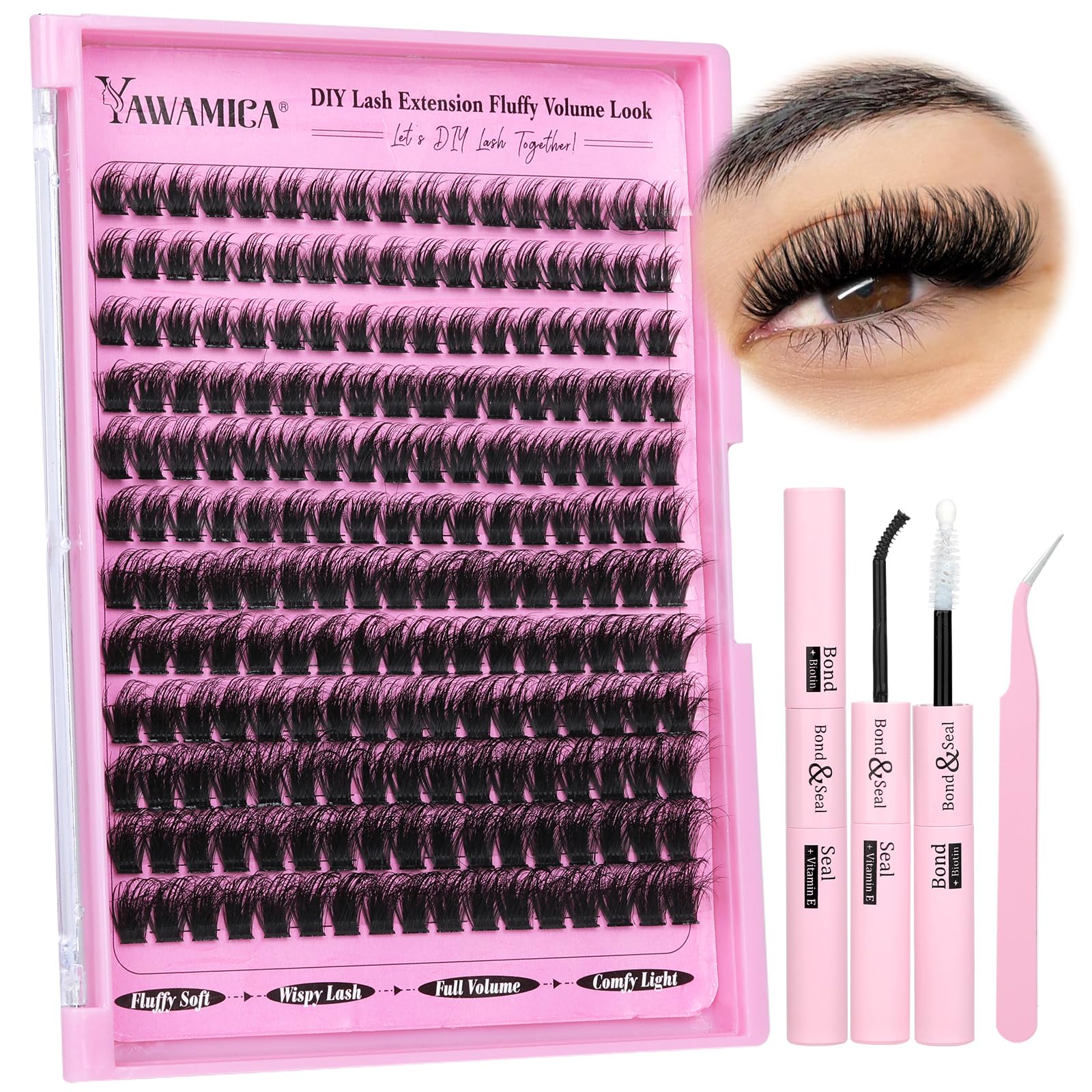 Yawamica kit cils en groupes volumineux 10-16 mm pour un regard dense et naturel.