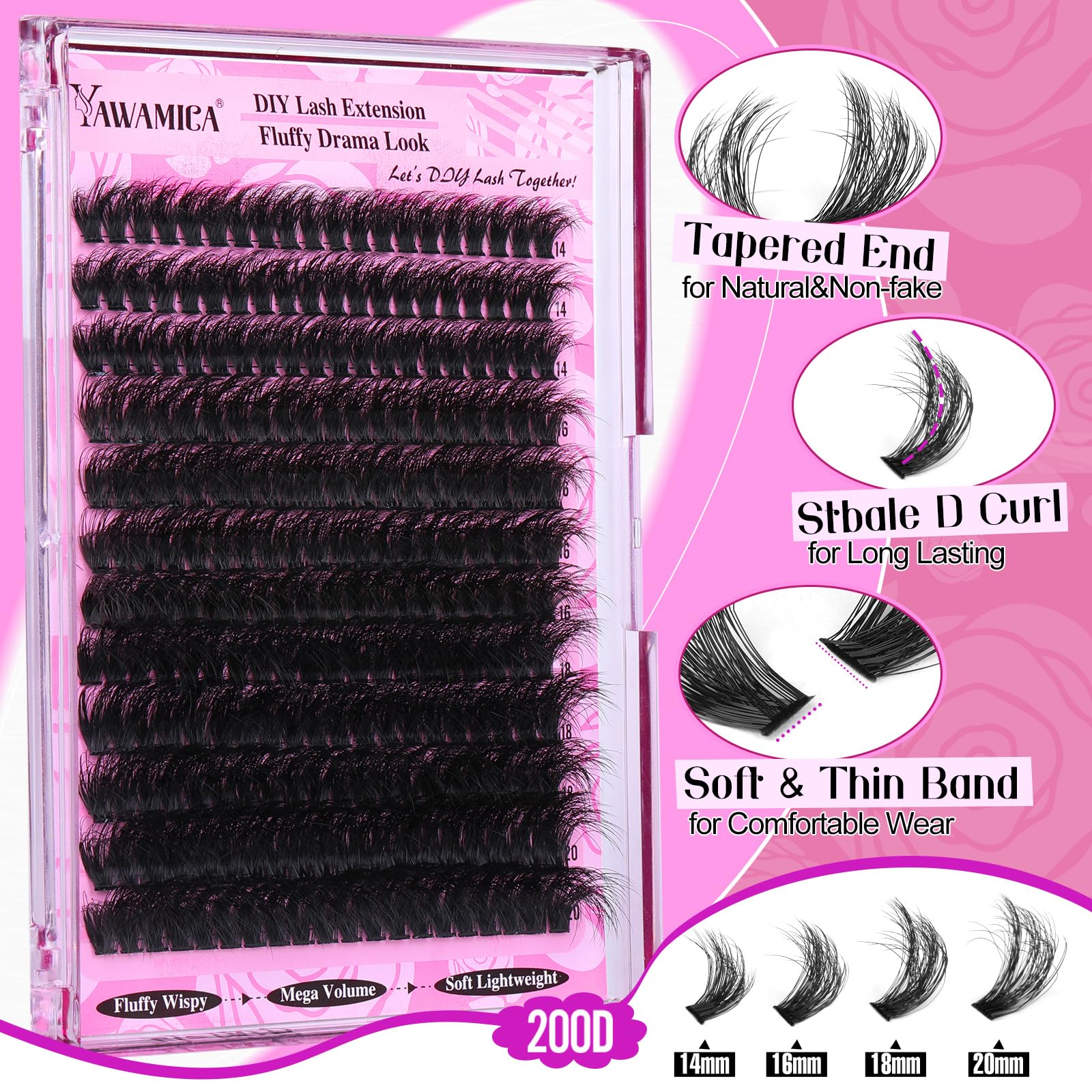 Yawamica kit DIY cils 14-20mm parfait pour débutants
