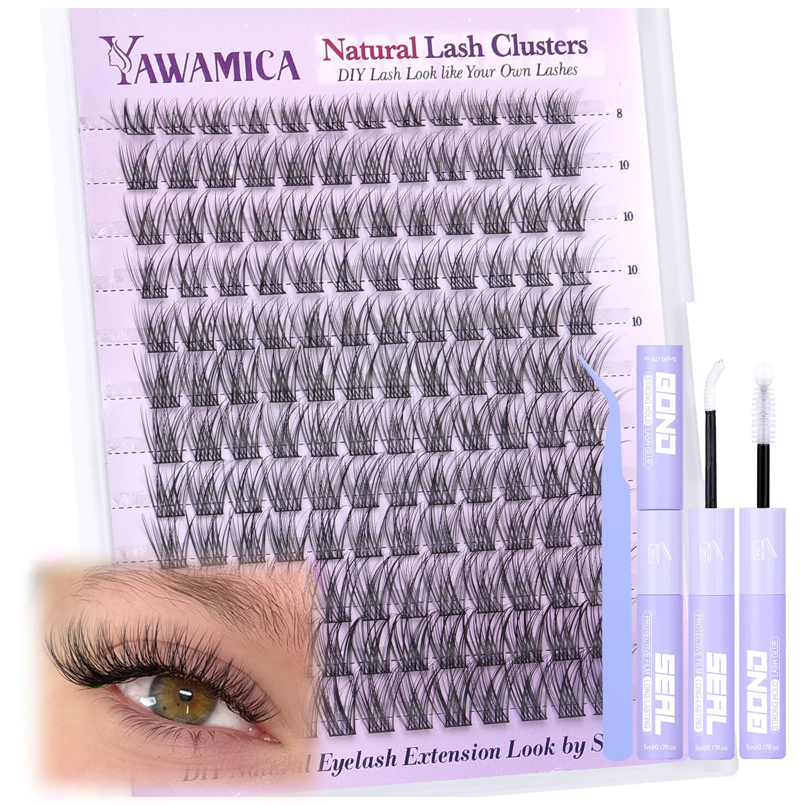 Yawamica kit ensembles-cils 8-14mm pour un effet naturel