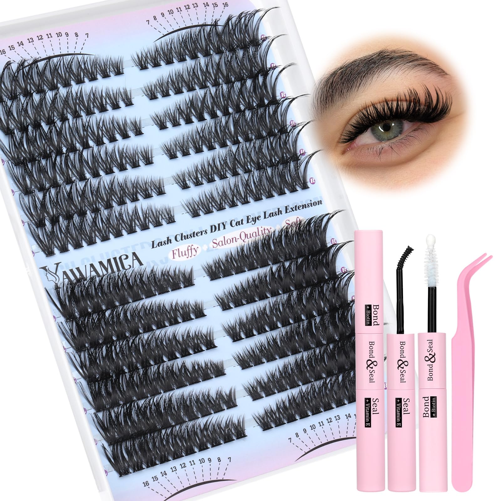 Coffret Yawamica kit extension cils 50D-80D pour un regard plus ouvert.