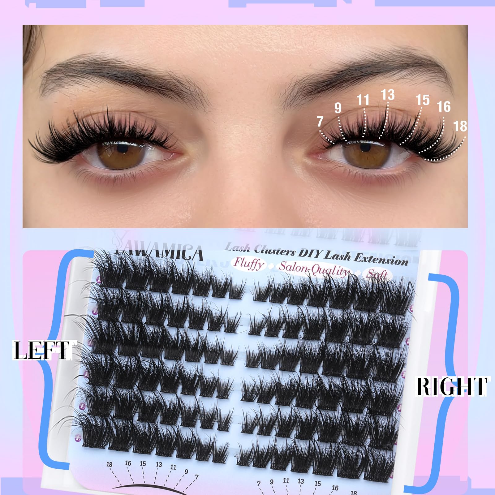 Yawamica Lash Clusters effet cat-eye fluffy et volume élégant