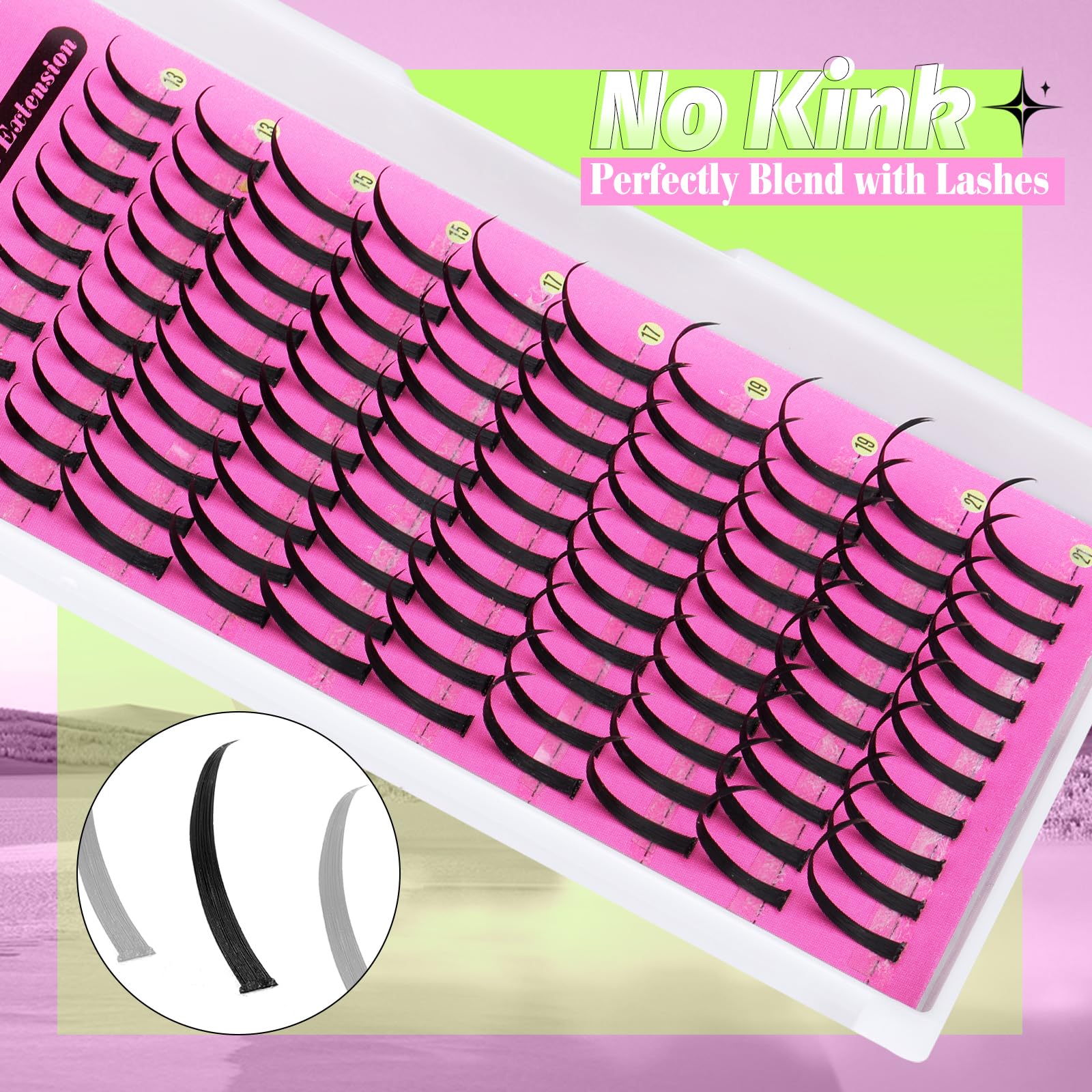 Yawamica packaging premium pour des extensions spiky lash bien organisées.