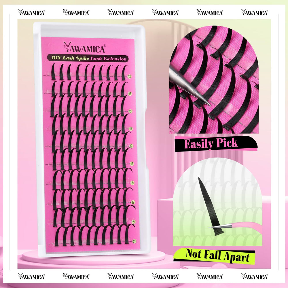 Yawamica extension spiky lash application facile sous les clusters.
