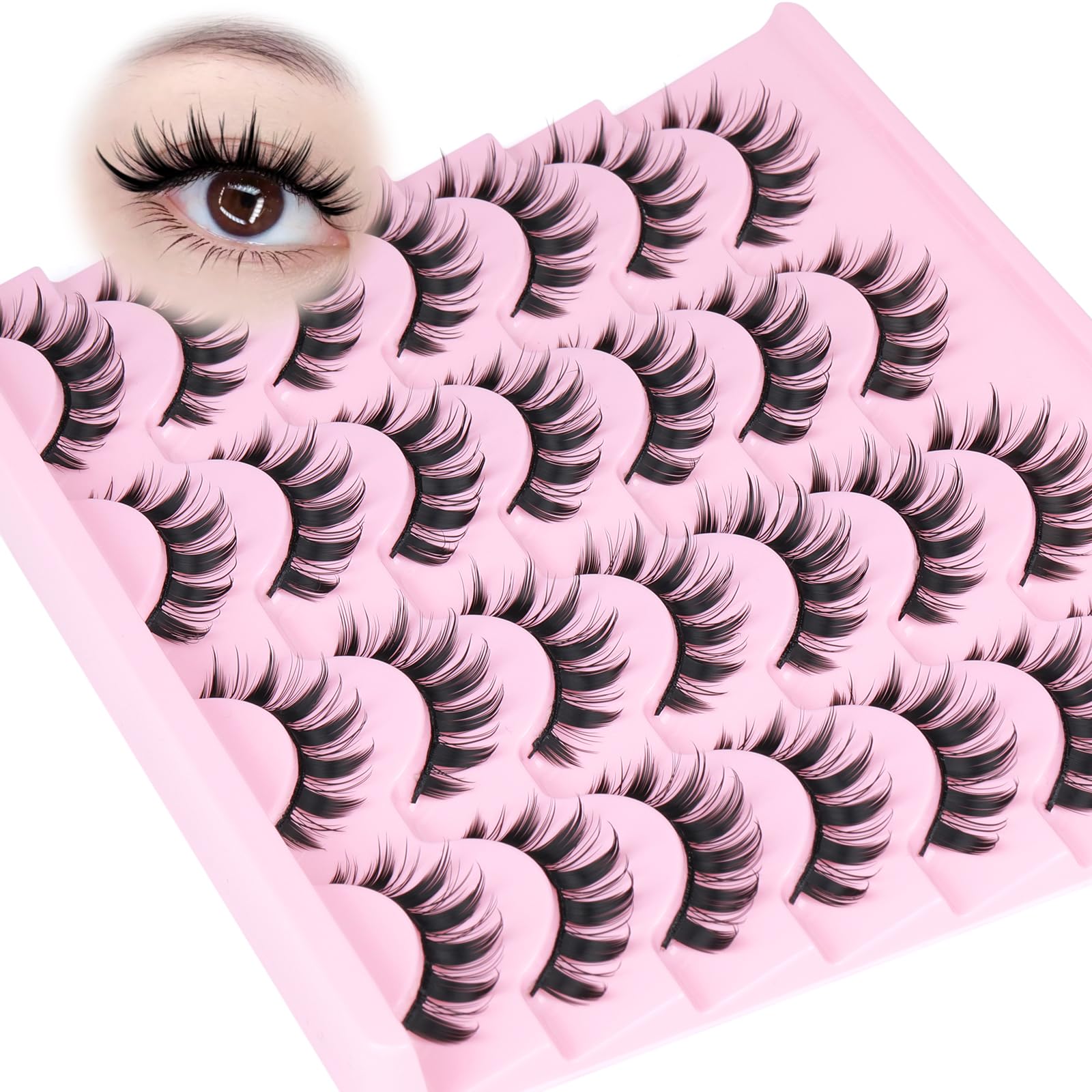 Yawamica cils manga 15mm, regard poupée durable pour le maquillage quotidien.