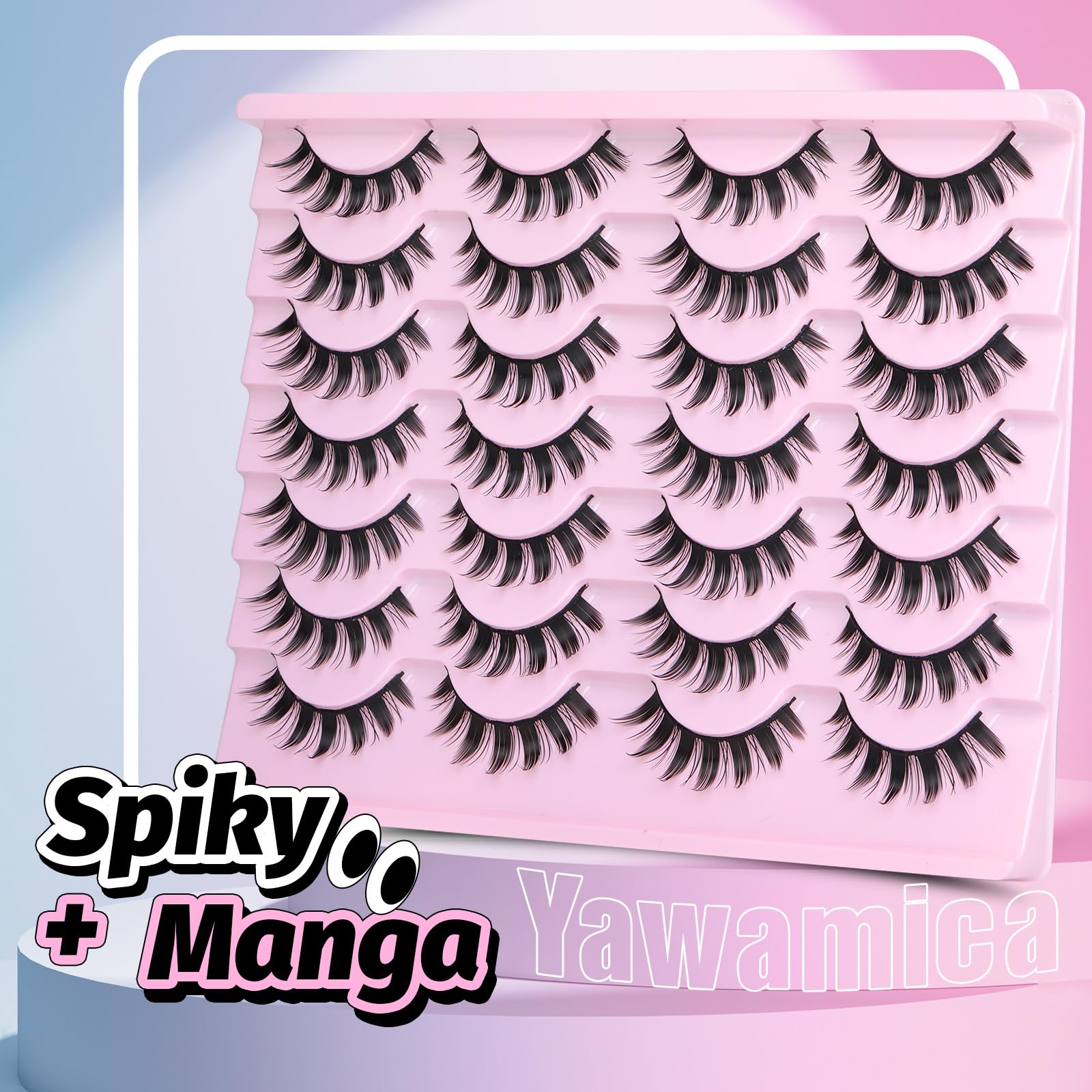Yawamica cils manga 15mm, pack de 14 paires pour varier les looks.