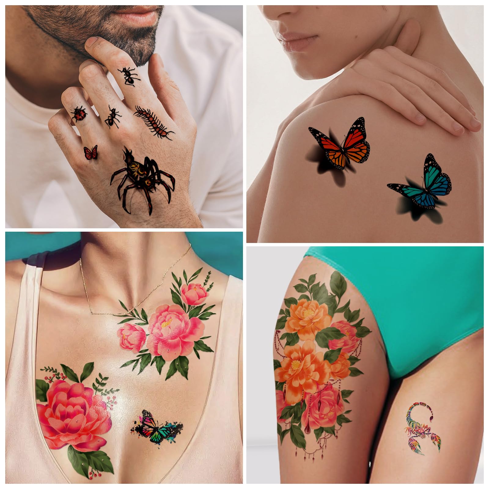 Tatouages Yazhiji fleurs extralarges-cou; installation rapide et résultat visuel intense