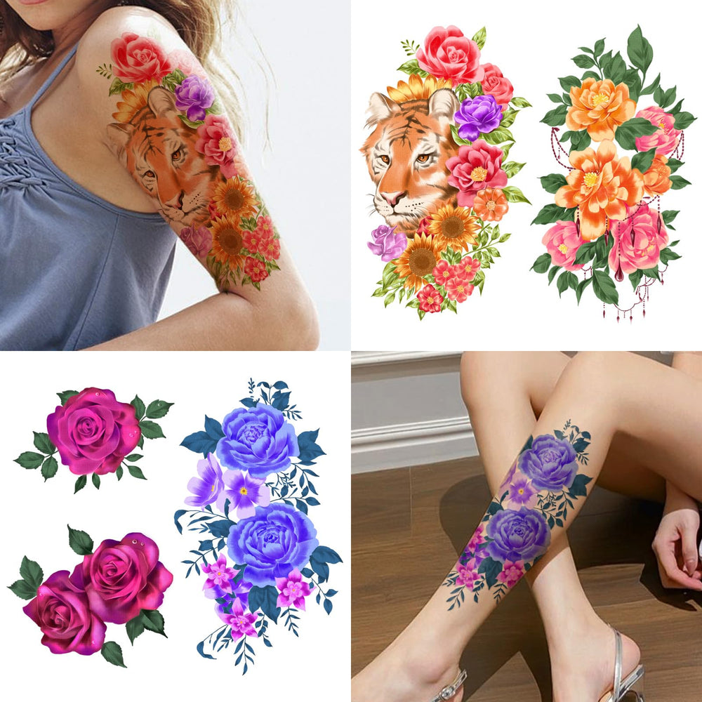 Tatouages Yazhiji fleurs extralarges-doigts; détail délicat et aspect captivant en occasions