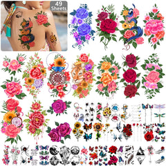 Tatouages Yazhiji fleurs extralarges ensemble; couverture généreuse idéale pour grands bras et dos