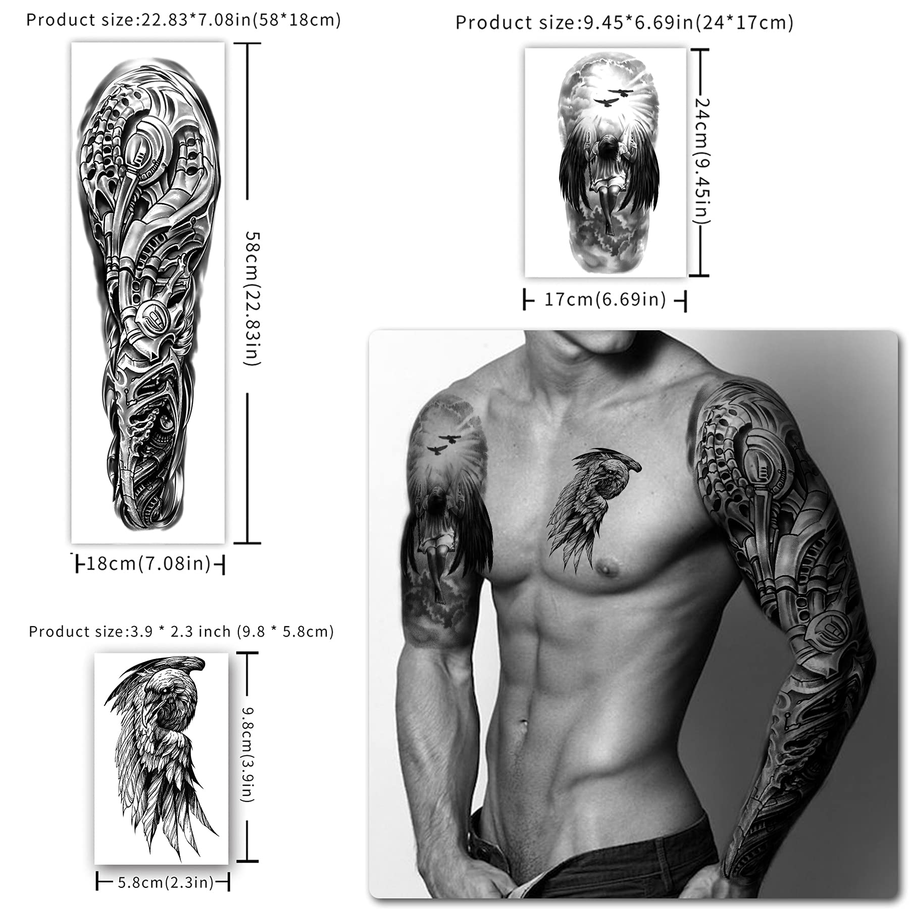 Tatouage Yazhiji ange sur l’épaule pour exprimer votre style sans engagement et sans douleur.