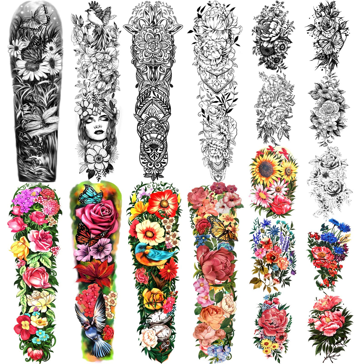 Yazhiji tatouage bras complet 58 cm, allure réaliste et durable.