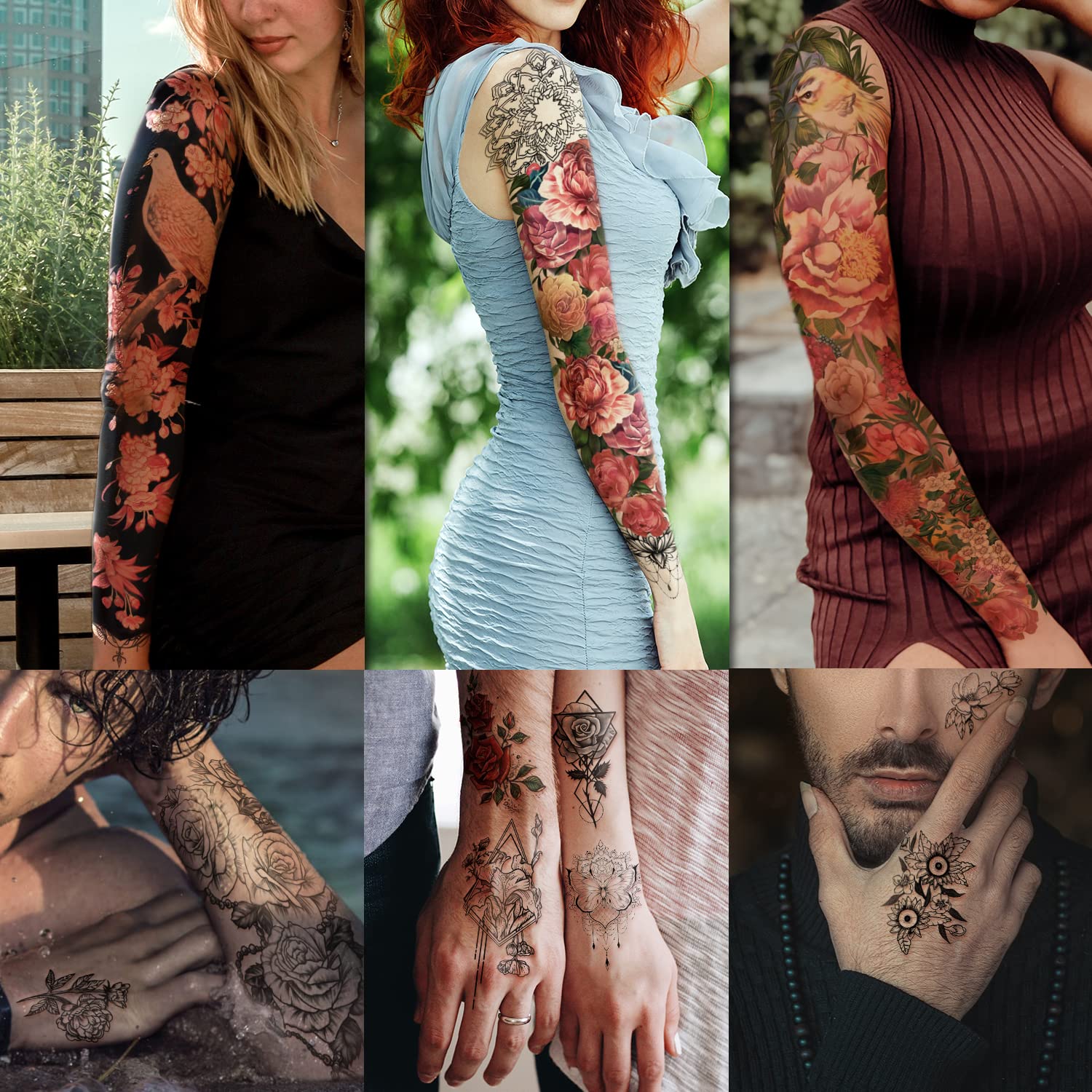 Tatouage Yazhiji sur bras rose-chrysanthème : rendu réaliste et longue tenue.