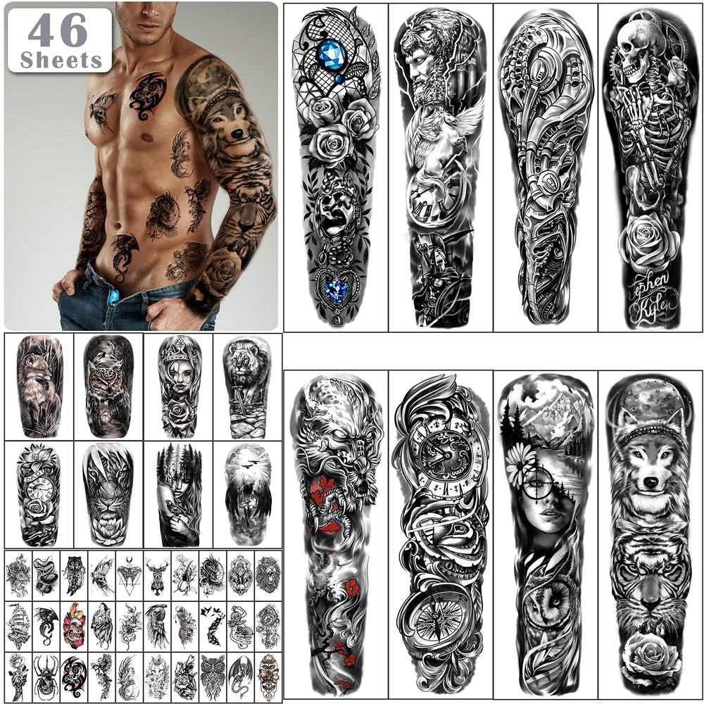 Tatouage temporaire Yazhiji crane sur bras complet pour une apparence audacieuse et sans douleur.