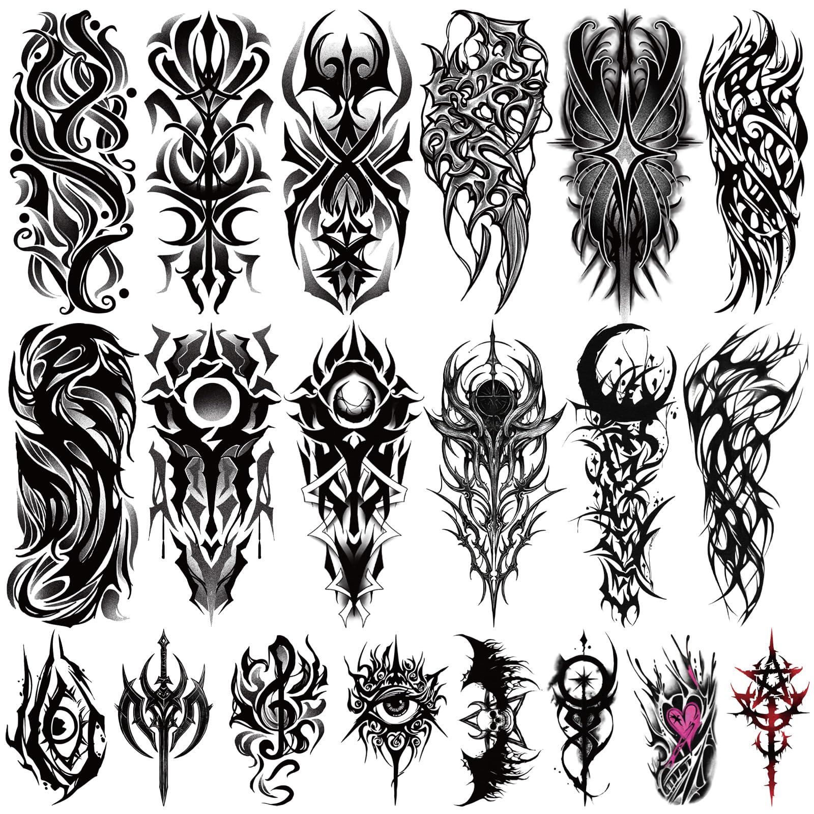 Yazhiji tatouage cyber-sigilism, 77-feuilles, motifs complexes pour cosplay et fête
