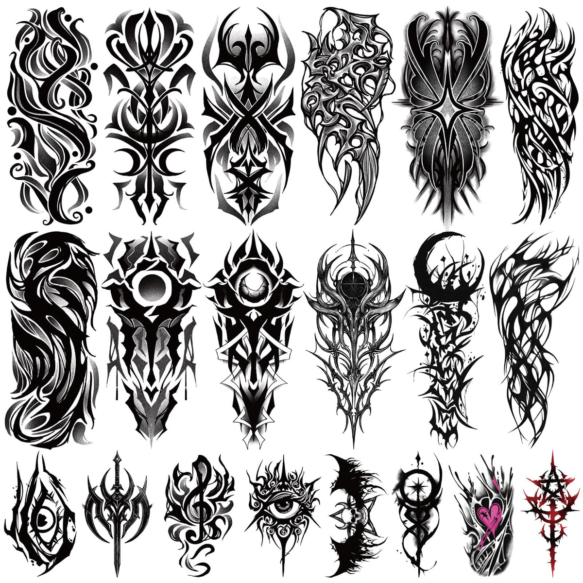 Yazhiji tatouage cyber-sigilism, 77-feuilles, motifs complexes pour cosplay et fête
