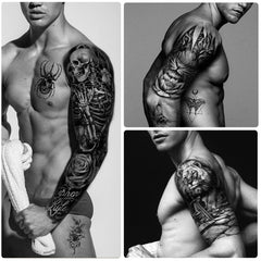 Tatouage Yazhiji loup-lion-pierre, résistant à l’eau et adapté à la vie active.