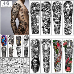 Yazhiji tatouage temporaire bras entier 58 cm, couverture rapide du bras.