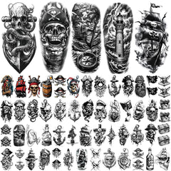 Tatouage Yazhiji ancre pirate: allure marine durable et facile à appliquer.